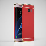 3in1 Samsung Galaxy S7 EDGE Schwarze Hülle mit silbernen Bügeln
