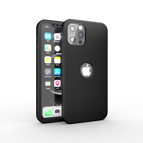 Apple iPhone 12 Pro 360 Grad Schutz Schwarze Hülle