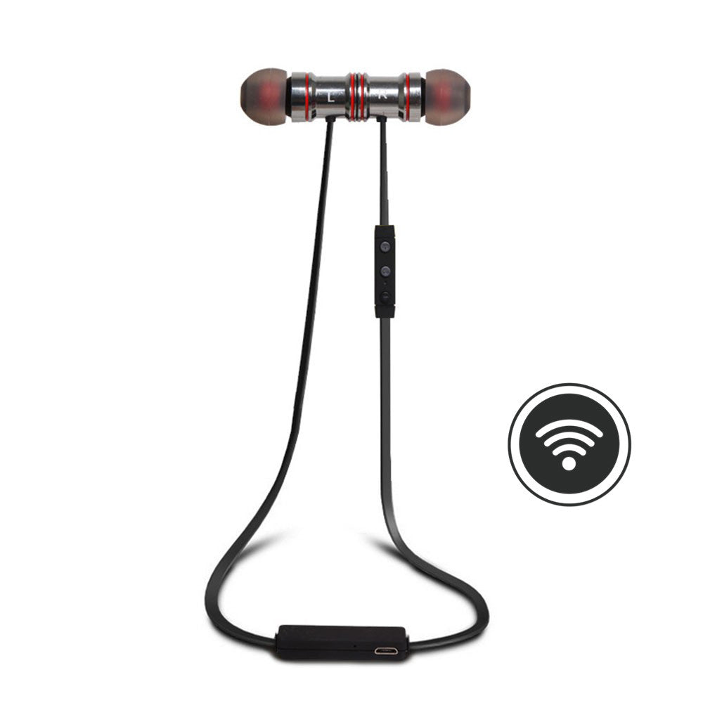 Black ChargeSound Wireless Bluetooth 4.1 Earphones with Microphone